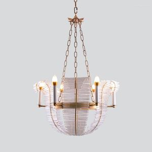 Pendant Lamps American Retro Crystal Personality Chandelier Living Room Dining Bedroom Duplex Villa Lighting