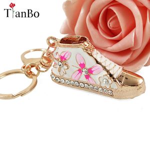Keychains tianbo utsökt söt mini legering kristall emalj blommakedja kedja väska charm ringhållare boot kedja smycken g221026