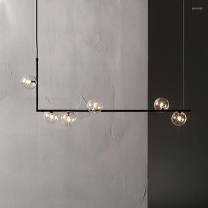 Chandeliers Minimalist Long Chandelier Bar Kitchen Dining Room Lounge Lighting Luminaire Led Black Rose Gold Wrought Iron