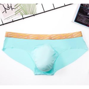 Underpants Men Ice Silk Briefs Man Sexy Underwear Bulge Pouch Low Waist Panties Soft Thin Breathable Knicker Lingerie Solid