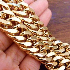 Chains 12mm Thick Heavy Chain Yellow Gold Filled Mens Necklace Double Curb Solid Jewelry Gift 60cm Long