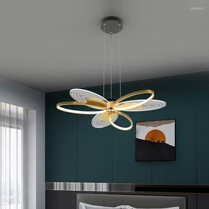 Chandeliers Creative LED Chandelier Lighting Modern Restaurant Pendant Lamps Simple Living Room Hanging Lamp Nordic Flower Commercial Lights