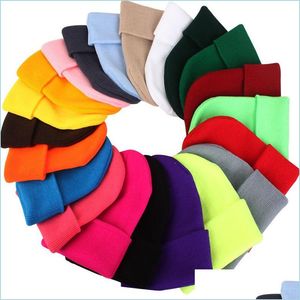 Beanie/Skull Caps Woman Beanies Knitted Solid Cute Hat Girls Autumn Female Beanie Caps Warmer Bonnet Ladies Casual Cap Drop Delivery Dhemz