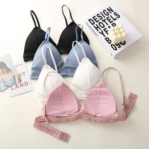 Bustiers & Corsets French Underwear Feminine Triangle Cup Thread Cottonwire Free Bra Push Up Sling Tube Top Single-breasted Beauty Back BraB