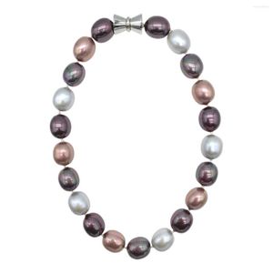 Choker 15 19mm Big Oval Shell Pearl Necklace Multicolor Combination Barrel Magnetic Clasp Mother Of Pearls For Women