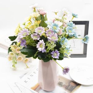 Decorative Flowers 6 Forks 15 Heads Daisy Bouquet High Quality Artificial Vases For Home Decoration Accessories Diy Wedding Christmas Gift
