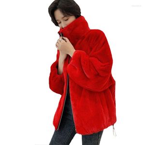 Pelliccia da donna Casual Inverno Imitazione Cappotto Visone Femminile Intero a maniche lunghe Bianco Nero Rosso Blu Navy Giacca da donna