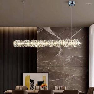 Kronleuchter Moderne LED-Kronleuchter für Esszimmer Straight Stick Design Home Decor Hängelampe Gold / Chrom Kristallbeleuchtung Küche Glanz