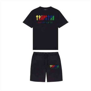Trapstar Mens Shorts e T Shirt Set Tracksuits Designer Casais Toalha Bordado Carta Conjuntos Masculinos Womens Round Neck Trap Star Moletom 400