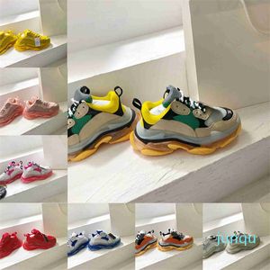 48% DiscountParis Triple-S Clear Sole Casual Shoes Fluo Red Neon Green Rainbow Black Beige Yellow Navy Mens Women Platform Sneakers 098