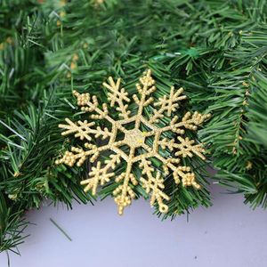 Juldekorationer Snöflingor Ornament 6st plast Glitter Snow Flakes Xmas Tree Pendant For Decor