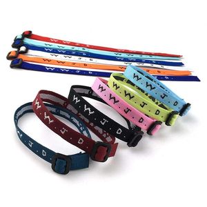 Bracciale jacquard Polyter che dice WWJD regolabile Mh Custom WWJD Bracciali Woven2796