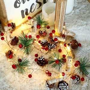 Struny świąteczne szyszki sosnowe sznurka sznurka 20 diody LED Jingle Bell Fairy Garland na zewnętrzną Święto Dziękczynienia Święto Tree Dekoracja ogrodu