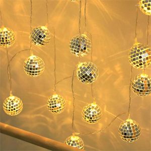 Str￤ngar 3m 20LED Mirror Disco Ball Fairy Light Battery Powered Glass String Home Party Christmas Tree Decor Garland
