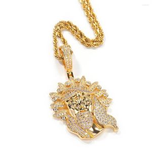 Anhänger Halsketten Hip Hop Micro Gepflasterte CZirkon Steine Bling Iced Out Jesus Anhänger Halskette Für Männer Frauen Mode Rapper Schmuck geschenke