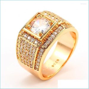 Anéis de casamento anéis de casamento vintage masculino feminino branco zircão anel de pedra luxuoso amarelo colorido de coloração de colorido charme de cristal para mulheres dhjnz