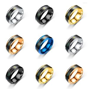 Anéis de casamento 10 estilos sensores inteligentes Temperatura corporal Aço inoxidável para homens Moda exibir joias de festa em tempo real