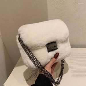 Torby wieczorowe Faux Fur Flap Crossbody Bag 2022 Zima wysokiej jakości miękka pluszowa damska designerska torebka torebki na ramię