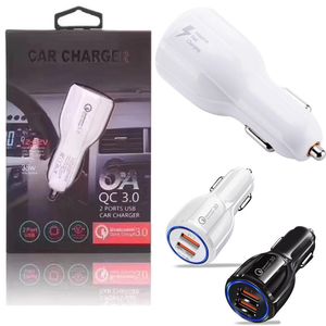 Caricabatterie rapido adattivo QC 3.0 Doppie porte USB 3.1A Caricabatterie per auto Caricabatterie per auto per telefoni cellulari con scatola al dettaglio