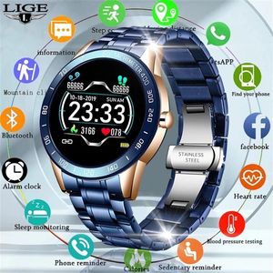 Lige Steel Smart Watch Men Smart Watch Sport dla iPhone Tętno Presję Krew Fitness Tracker Kreatywny smartwatch 220418265r