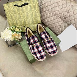 Winter loafers Muller Women casual shoes Textured Wool Loafer Shoes Fabrics Rubber Midsole Flat Home Lady Check Tweed Walking shoe Warm