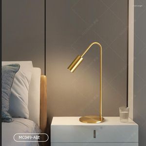 Table Lamps Led Lamp Pure Copper Switch Eu Plug Desk Bedroom Study Room Reading Night Light Minimalist Design Indoor Book Lights