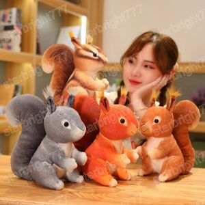25cm Adorável simulação criativa Simulação Orange Squirrel Plush Toy Toy Dolls macios animais de pelúcia para crianças Presente de aniversário