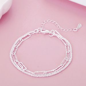 925 Sterling Silver Beautiful Double Chain Bracelets For Women Fashion Original Party Wedding Engagement Jewelry Holiday Gift