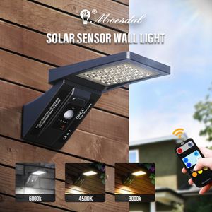 Decorazioni da giardino Lampada da parete solare per esterni a LED IP65 impermeabile con telecomando Sensore di movimento Strada per cortile Garage Corridoio 221025