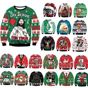 Męskie swetry To twoje urodziny Jesus Men kobiety brzydki świąteczny sweter 3D śmieszne drukowana jesienna bluza szyi załogi świąteczny Jumper Tops 221025