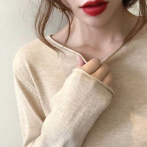 Swetry damskie JMPRS SWEATER jesienne miękkie dzianiny z długim rękawem jumper przyczynowy koreańskie elastyczne kobiety solidne podstawowe top nowy J220915