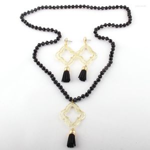 Naszyjniki wiszące nastroje modowe bohemian plemienne szklane biżuterię kryształ Krysztowany małe zestawy frędzle dla kobiet naszyjnik