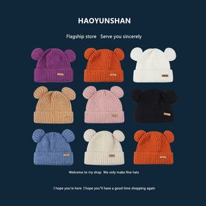 Beanie/Skull Caps Korean Cute Cartoon Bear Ear Beanies Hat Student Wild Warm Thickened Knitted Cap Autumn and Winter Ear Protection Women's Hats T221020