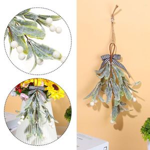 Dekorativa blommor hängande hängen hem frostade kvistar glitter konstgjord mistel julkransar dekor kransar imitation växter