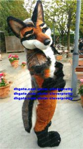 Braunes langes Pelz-Wolf-Maskottchen-Kostüm, Husky-Hund, Fuchs-Fursuit, Erwachsener, Zeichentrickfigur, Outfit, Anzug, Touristenziel, Animationsfilm, zz7599