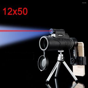 Teleskopet High Power Monocular Zoom 12x50 BAK4 PRISM Night Vision Binocular Hunting Scopes Spyglass med laserljus vandringsutrustning