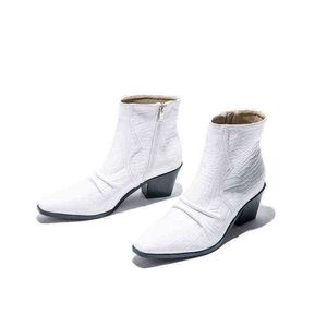 Tasarımcı botları ayak bileği kadınlar yeni moda kısa tüp kalın topuk yüksek chelsea yılan cilt 220802