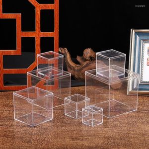 Gift Wrap 12Pcs Mini Acrylic Storage Box Square Candy Boxes Cookies Biscuits Wedding Party Treat 5.5X5.5CM