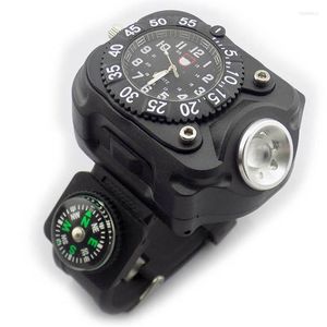 Latarki pochodnie IN1 Super jasne zegarek LED Wodoodporne lampy pochodni Compass Outdoor Sport do ładowania nadgarstka męskiego