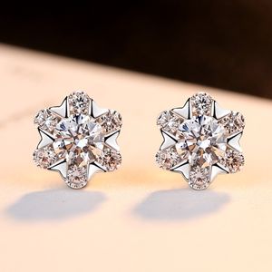 New high grade zircon flowers S925 silver stud earrings women jewelry exquisite luxury shiny gemstone earrings wedding party accessories gift