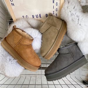 Ultra Mini But Platform Australian Boots Designer Kobieta prawdziwa skórzana wełniana futrzona futrzona botki śnieżne klasyczne 58540 Winter Botas de Mujer