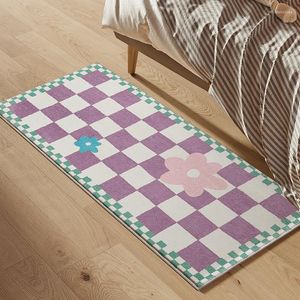 Mattor Checkerboard-mattor för vardagsrum fluffigt sängmattor soffa soffbord område mjuka golvmattor heminredning antislip dörrmatta