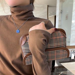 Kvinnors T-skjortor Kvinnor Polar Fleece Warm Tops Korean Solid Shirt For Girls Autumn Winter Turtleneck Långärmad inuti T-shirts