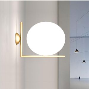Modern Brass redonda de vidro de vidro lâmpada de parede casa sala de estar de estar lendo luminária de parede wa226213s