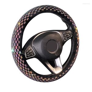 Steering Wheel Covers 6 Color Fashion Car Cover Wrap Rhinestones Plush Woman Girl Lovely Cute Braid On The Steering-wheel Funda Volante