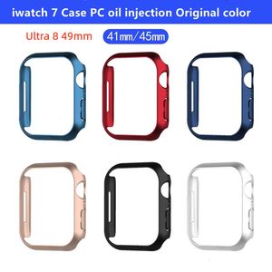 Original color Protector Case for Apple Watch Ultra 49mm 8 7 41MM 45MM oil injection PC Hard Cover Protection Shell iWatch series 6 SE 5 4 3 40mm 44mm 38mm 42mm Bumper