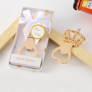 50sts grossist Amazon Selling Wedding Party Supplies Gold Crown Solid Metal Bottle Opener in Present Box Wedding Baby Shower Favors Beer Openers