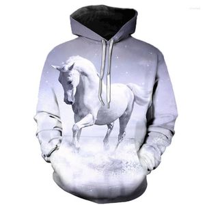 Herrtröjor häst hoodie män kvinnor 3d tryck tröja brun djur mönster pullover unisex casual överdimensionerade kläder