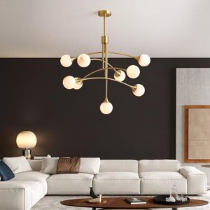 Chandeliers Nordic Magic Bean Chandelier Light Luxury Copper Marble Ceiling Lamp For Living Dining Room Bedroom Kitchen Home Decor Fixtures