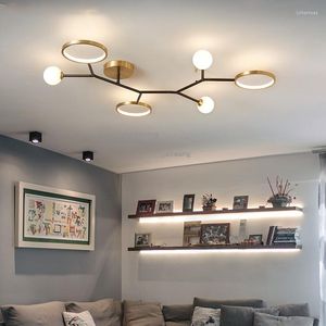 천장 조명 미국 고급 구리 구리 현대 LED 거실 실내 조명 창조적 인 장식 램프 부엌 비품